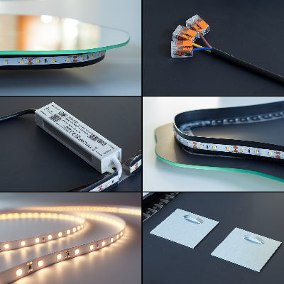 Irregular shaped lighted mirror unique