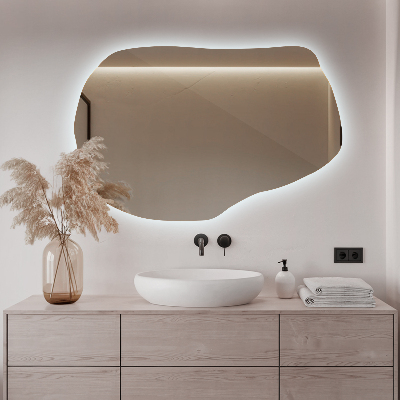 Irregular shaped lighted mirror unique