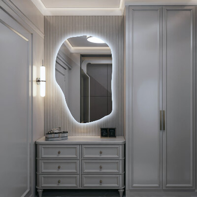 Irregular shaped lighted mirror unique