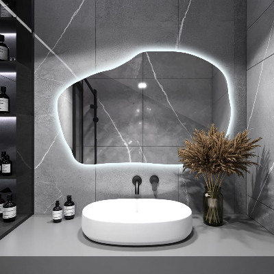 Irregular shaped lighted mirror unique