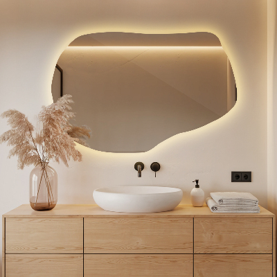 Irregular shaped lighted mirror unique