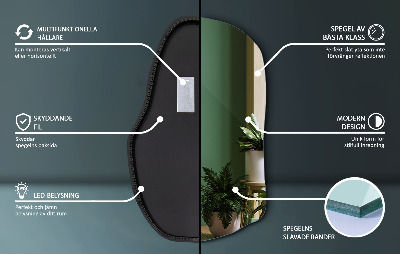 Irregular shaped lighted mirror unique