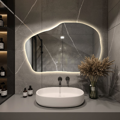 Irregular shaped lighted mirror unique