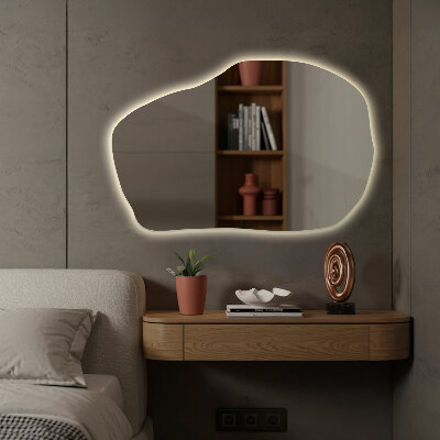 Irregular shaped lighted mirror unique