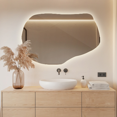 Irregular shaped lighted mirror unique