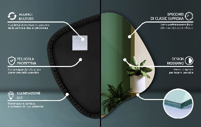 Organic mirror with LED lights modern accent