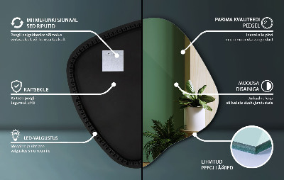 Organic mirror with LED lights modern accent
