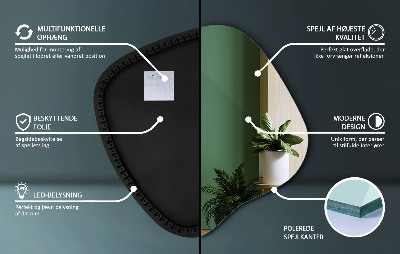 Organic mirror with LED lights modern accent