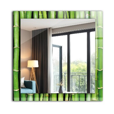 Mirror frame with print Green bamboo stalks