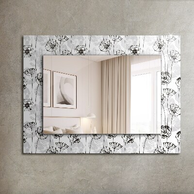 Wall mirror decor Flowers pattern monochrome