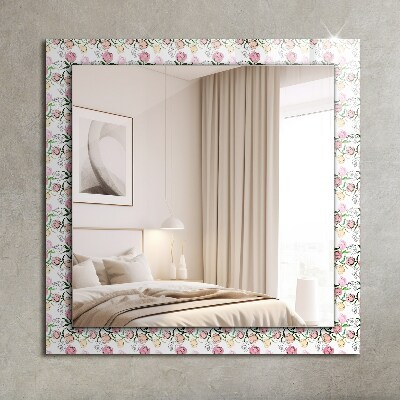 Mirror frame with print Floral pattern