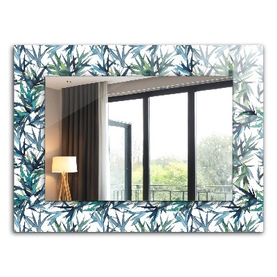 Decorative mirror Bamboo leaves watercolor