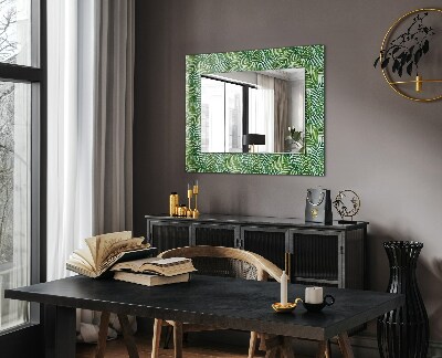 Mirror frame with print Green palm leaves