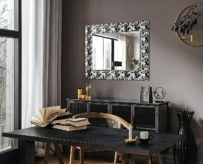 Wall mirror design Black and white leaves