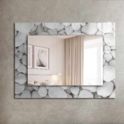 Printed mirror White smooth stones