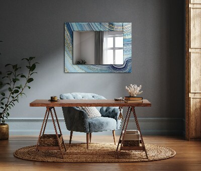 Printed mirror Abstract blue waves