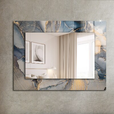 Mirror frame with print Abstract art blue