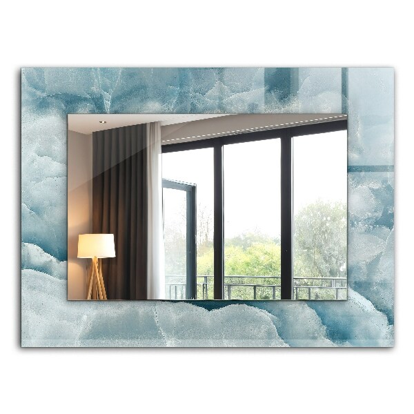 Mirror frame with print Blue marble texture