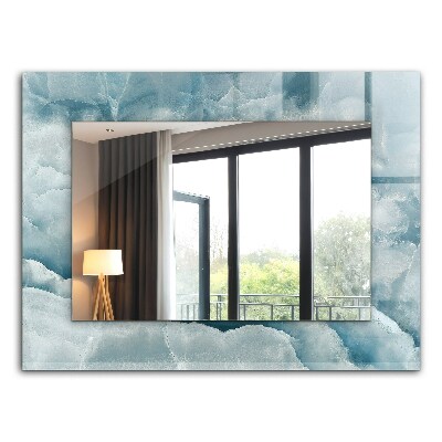 Mirror frame with print Blue marble texture