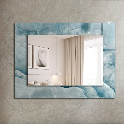 Mirror frame with print Blue marble texture