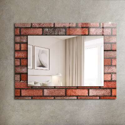 Printed mirror Brick wall red