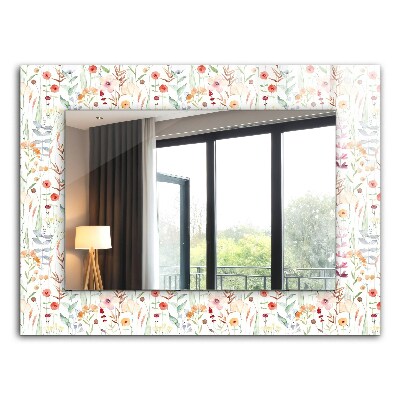 Mirror frame with print Floral watercolor pattern