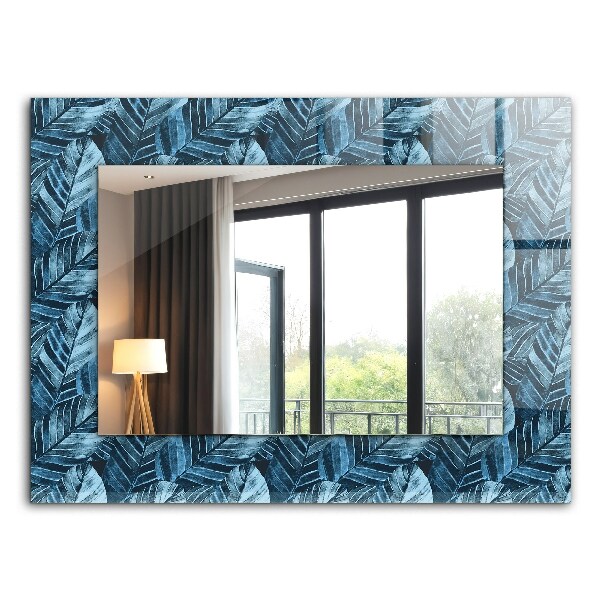 Decorative mirror Blue leaves pattern