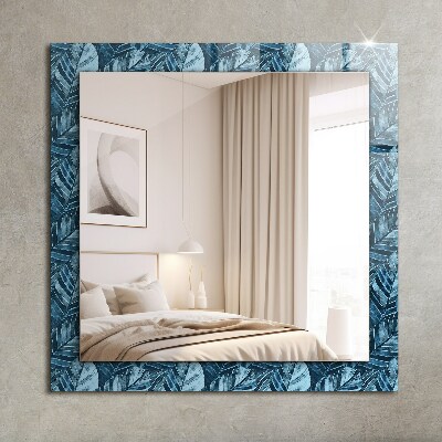 Decorative mirror Blue leaves pattern