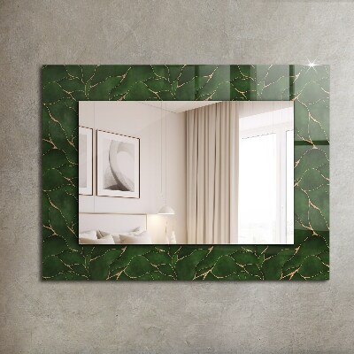 Mirror frame with print Green leaves pattern