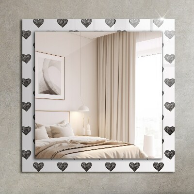Wall mirror design Black hearts pattern