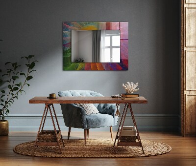 Mirror frame with print Colorful abstract spiral