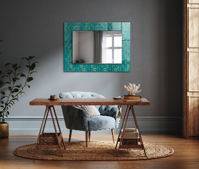 Decorative mirror Green geometric pattern