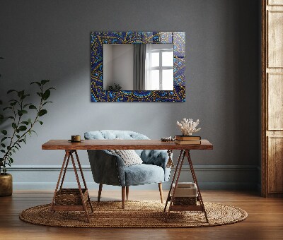 Printed mirror Blue dotted mandala