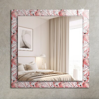 Wall mirror design Pink flamingos