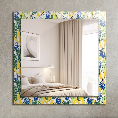 Wall mirror decor Flowers and leaves