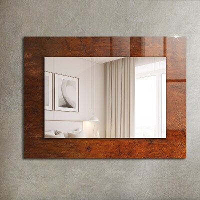 Mirror frame with print Old wooden table