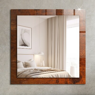 Mirror frame with print Old wooden table