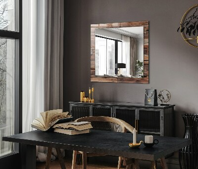 Mirror frame with print Wooden panel wall