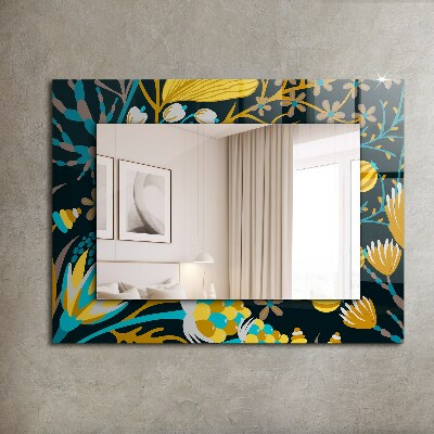 Mirror frame with print Flowers leaf patterns