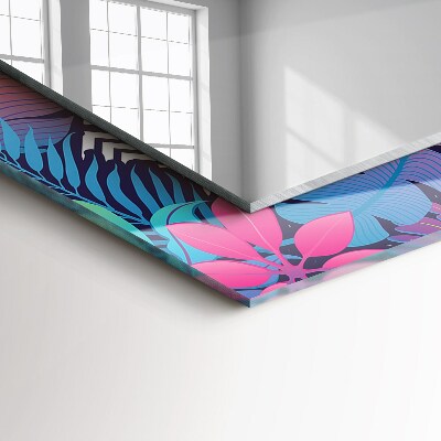 Wall mirror design Colorful tropical leaves