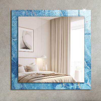 Wall mirror decor Blue marble pattern