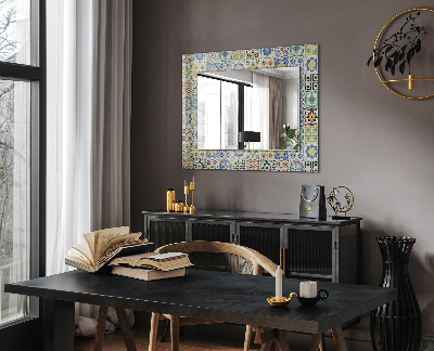 Mirror frame with print Colorful tile patterns