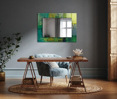 Mirror frame with print Abstract color composition