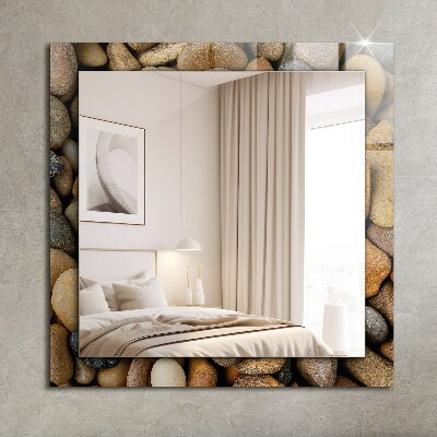 Mirror frame with print Colorful smooth stones