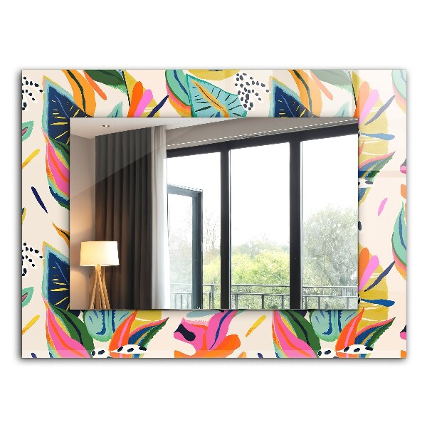 Wall mirror design Colorful leaves pattern