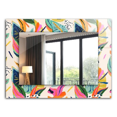 Wall mirror design Colorful leaves pattern