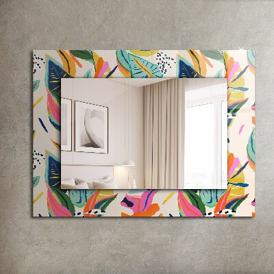 Wall mirror design Colorful leaves pattern