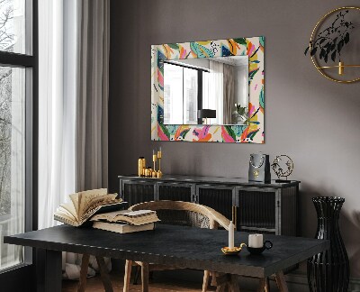 Wall mirror design Colorful leaves pattern