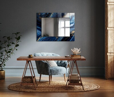 Mirror frame with print Abstract marble art