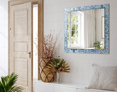 Wall mirror design Blue decorative tiles